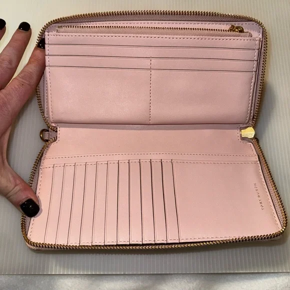 Tory Burch Pink Robinson Long Travel Wallet - Picture 7 of 14